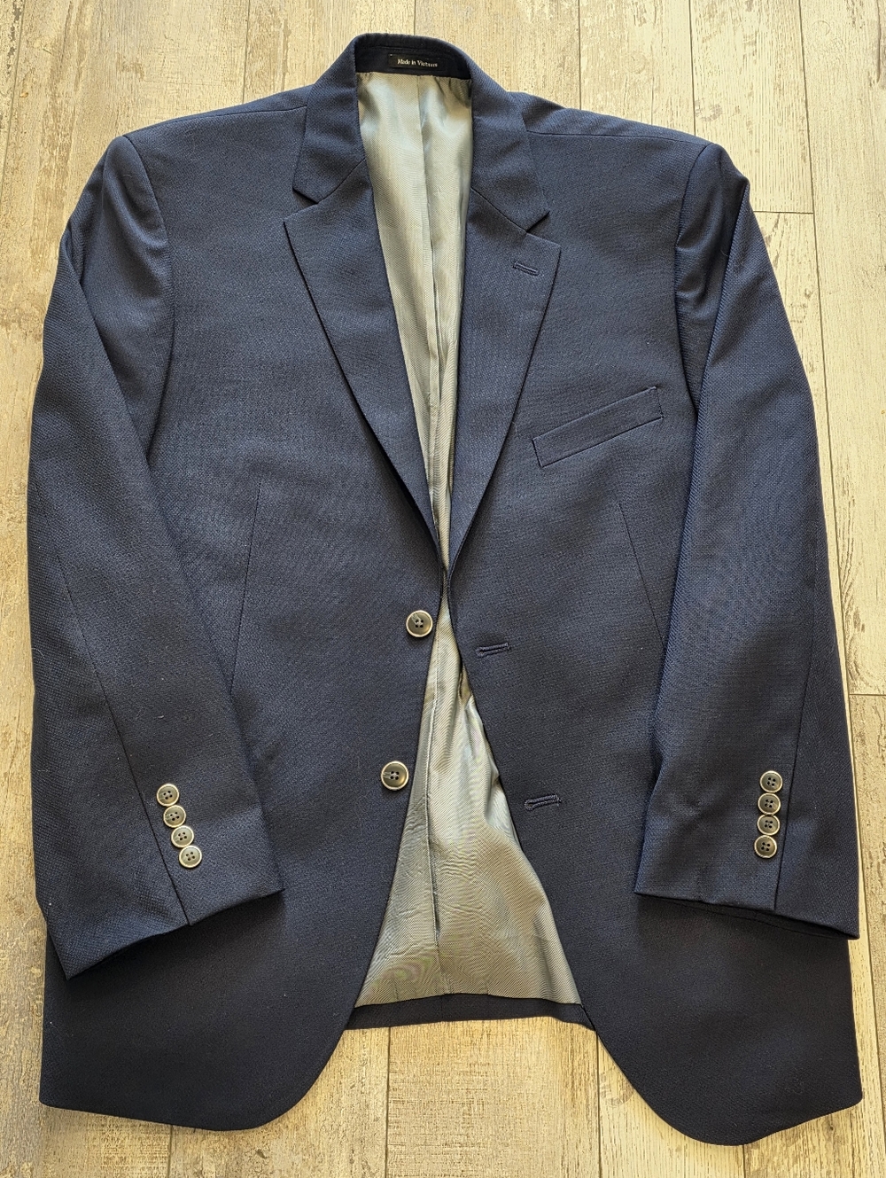 44R Men's Pronto Uomo Blazer Pure Blue Quilt Textured Wool Blend Sport Coat